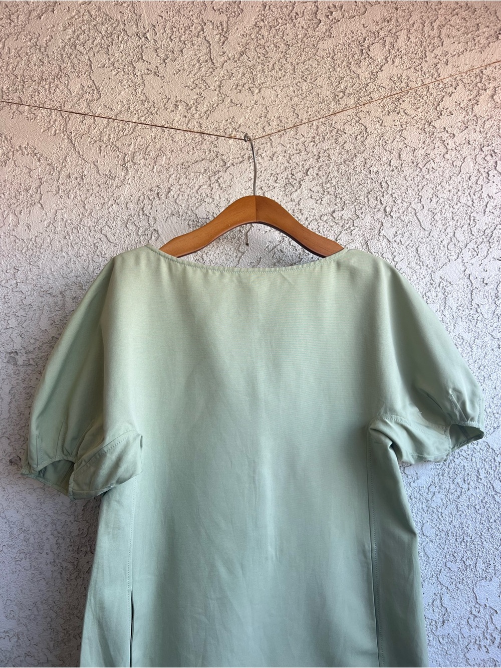 STAUD Mint Green Puff Sleeve Tunic Dress - Picture 3 of 4